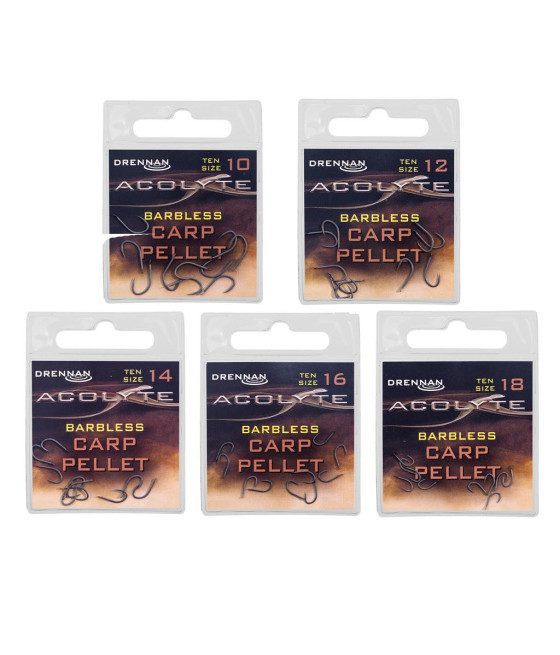 Haczyki Drennan roz 14 Acolyte Barbless Carp Pellet Bezzadziorowe 10szt